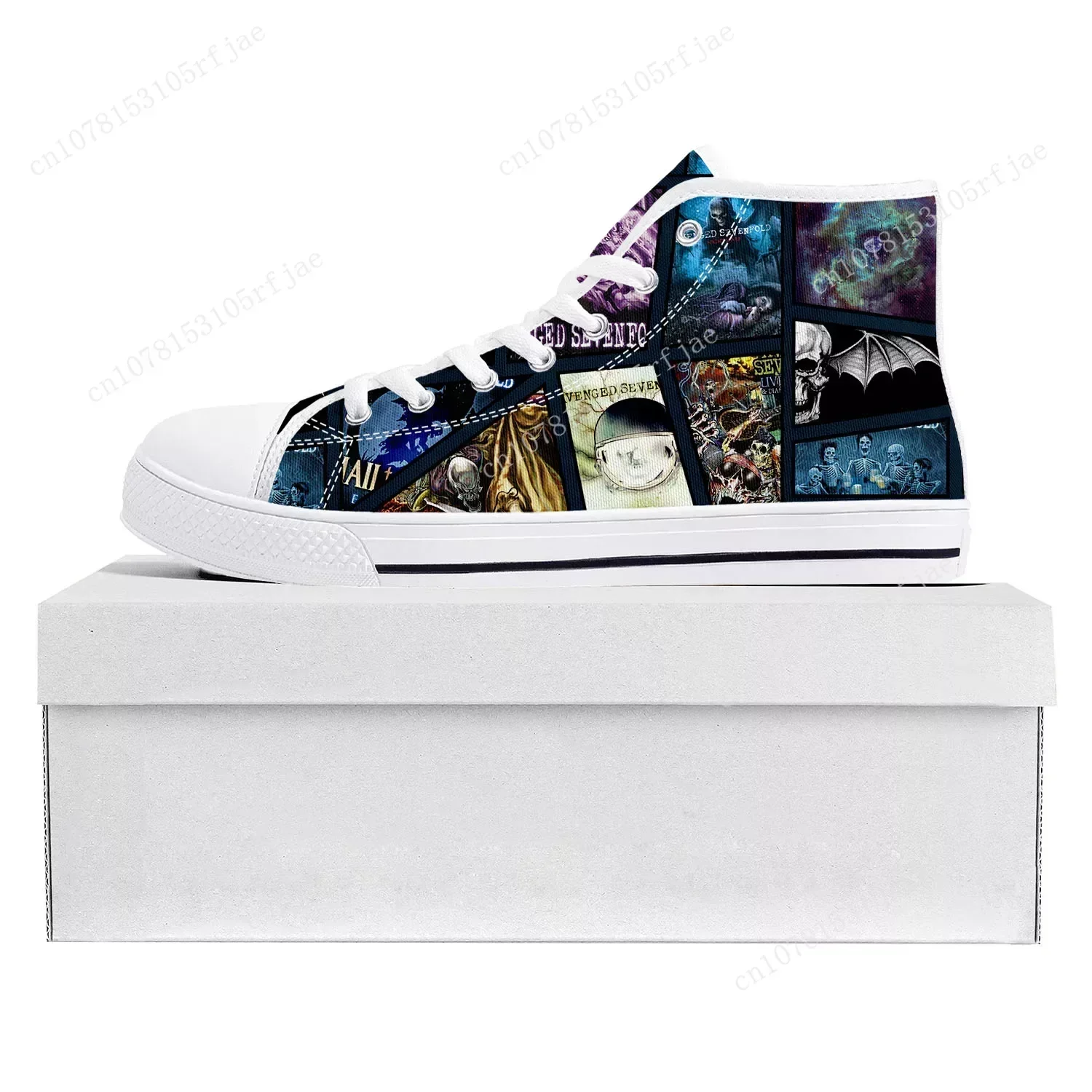 Avenged Sevenfold A7X High Top High Quality Sneakers Mens Womens Teenager Canvas Sneaker Casual Couple Shoes Custom Shoe White