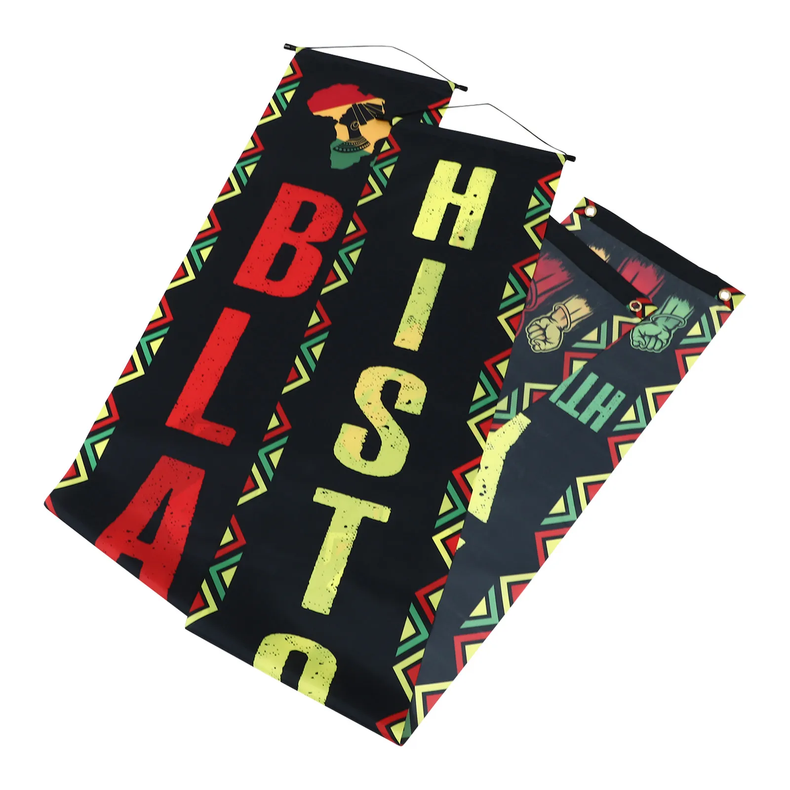 1Pair Polyester Month Couplets Front Door Banner Porch Hanging Decor Party Celebration Juneteenth Festival Flag