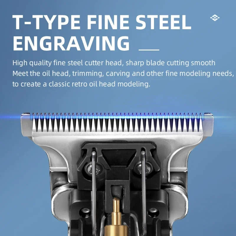 Kemei مشابك شعر صغيرة للرجال أداة تهذيب اللحية صفر فجوة T-Blade آلة قطع الشعر اللاسلكي المهنية كليبرز KM-1757