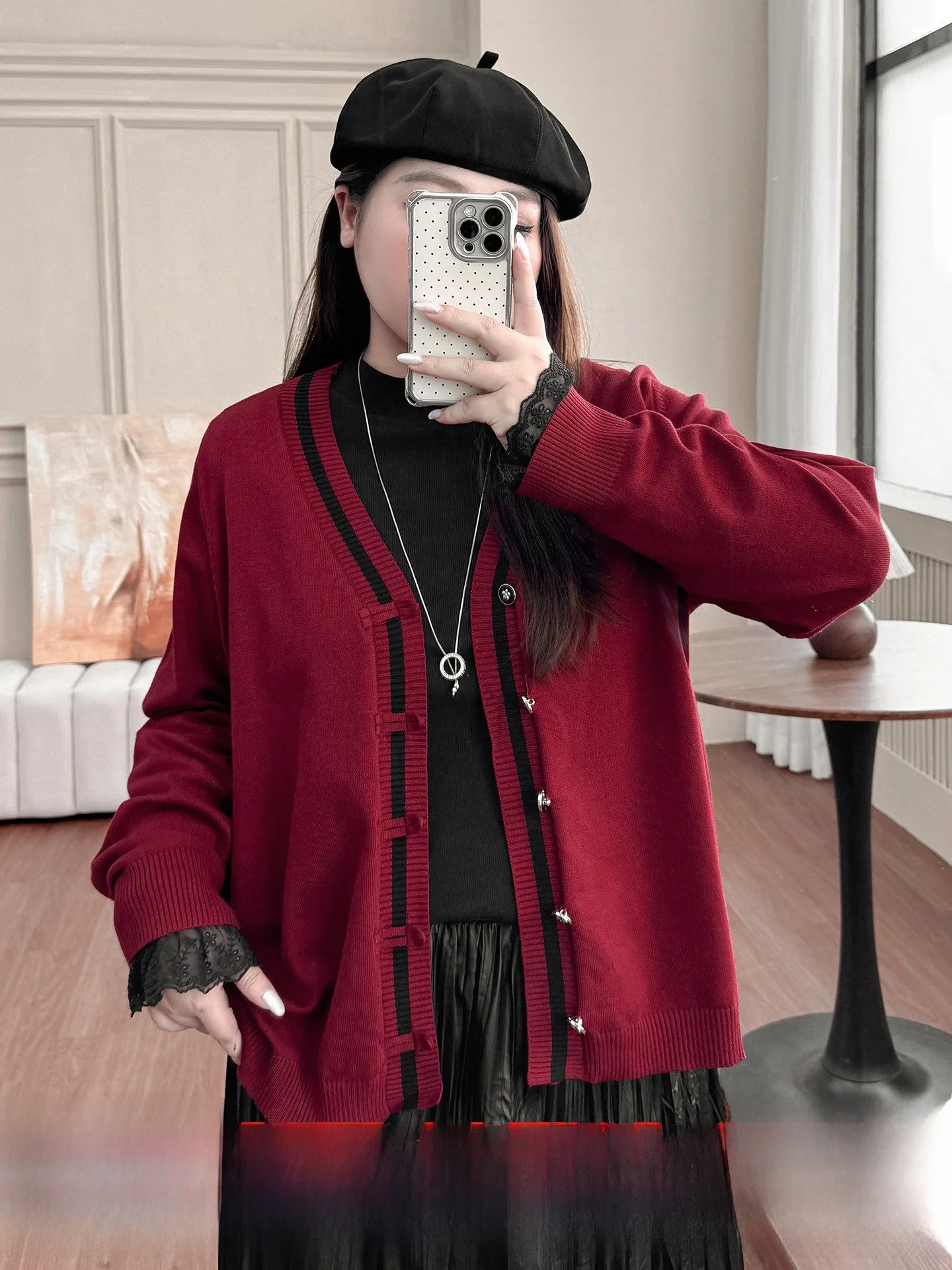 

Трикотаж больших размеров, красный, осенне-зимний винтажный длинный свитер-свек, пальто для женщин, повседневное повседневное пальто с v-образным вырезом на пуговицах, стандартный крой