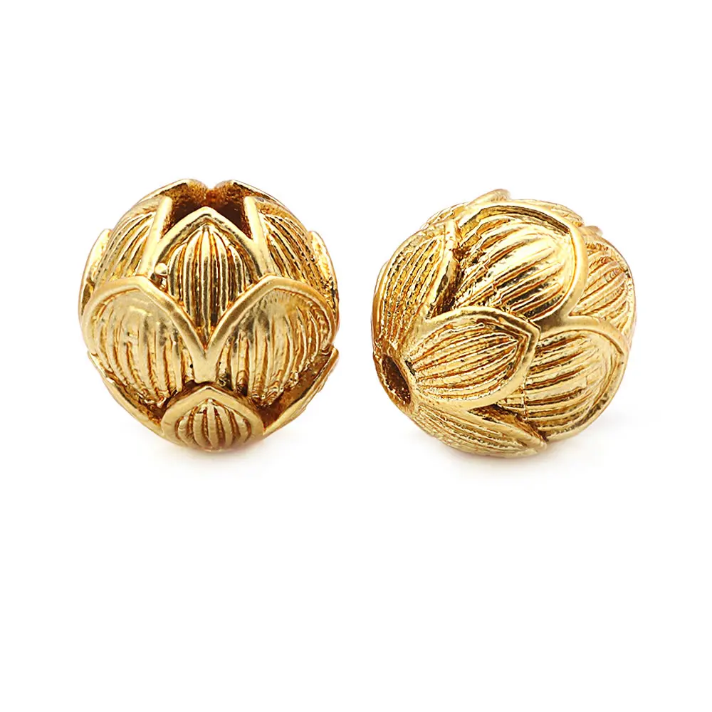 18K Gold Color Brass Hollow Round Spacer Beads Bracelets Beads High Quality Diy Jewelry Making Supplies Necklace Earrings