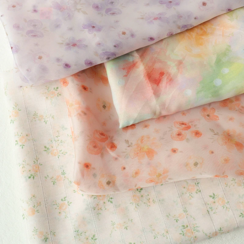 140x50cm Soft Veil Printed Organza Skirt Fabric, Floral Dress Tops, Children's Clothing, Women's High Quality Sewing Cloth