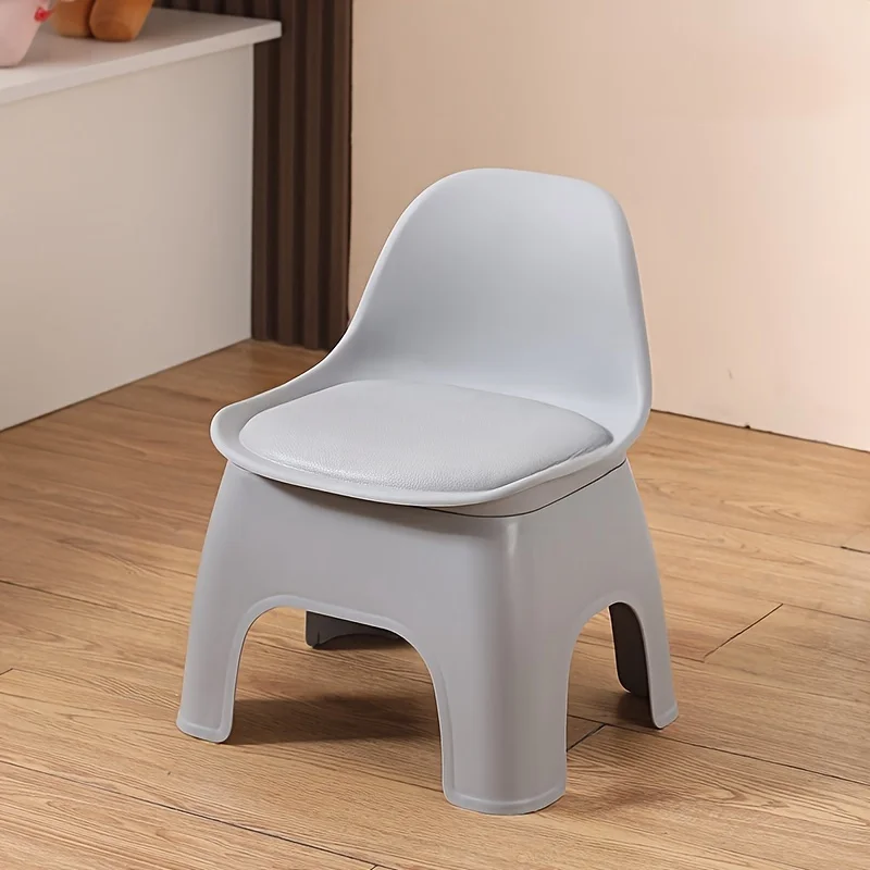 Plastic Circular Stool, Household Chair, Small Stool, Backrest Chair, Portable,  Durable, Suitable for Living Room, Bathroom image 2