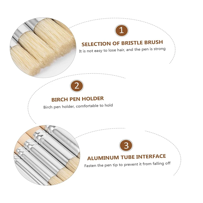 5Pcs Natural Template Paint Brushes The Brush Painting Wooden Painting Brush Crafts Natural Short Game Crafts Making Easy To Use