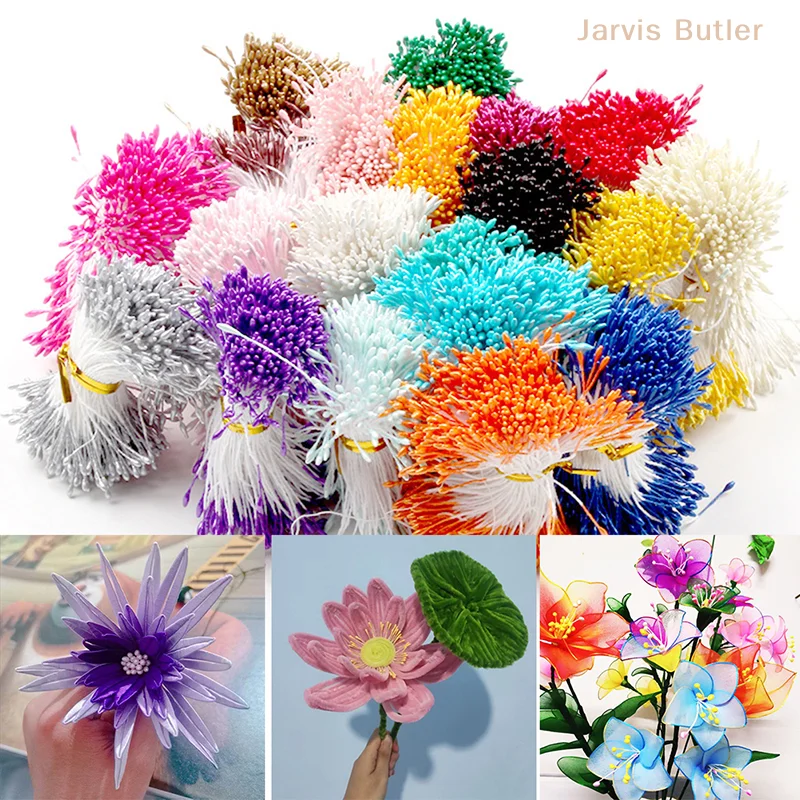 400Pcs Mini Flower Stamen Artificial Pearl Pistil Double Heads DIY Floral Craft For Wedding Decor Needlework Scrapbooking