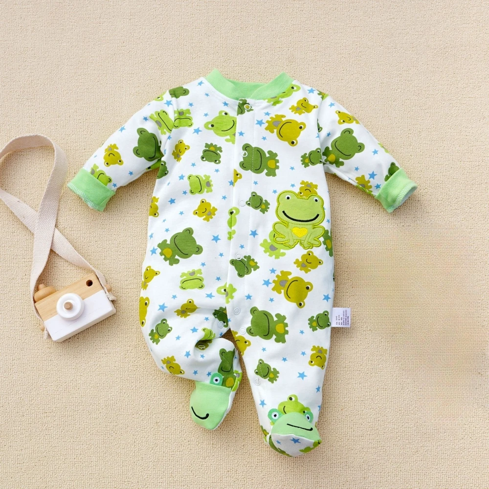 Autumn Newborn Baby Romper Boys Girls clothes Cartoon frog print Long Sleeve Infant Bodysuit Toddler Jumpsuit baby outwear 3-12M