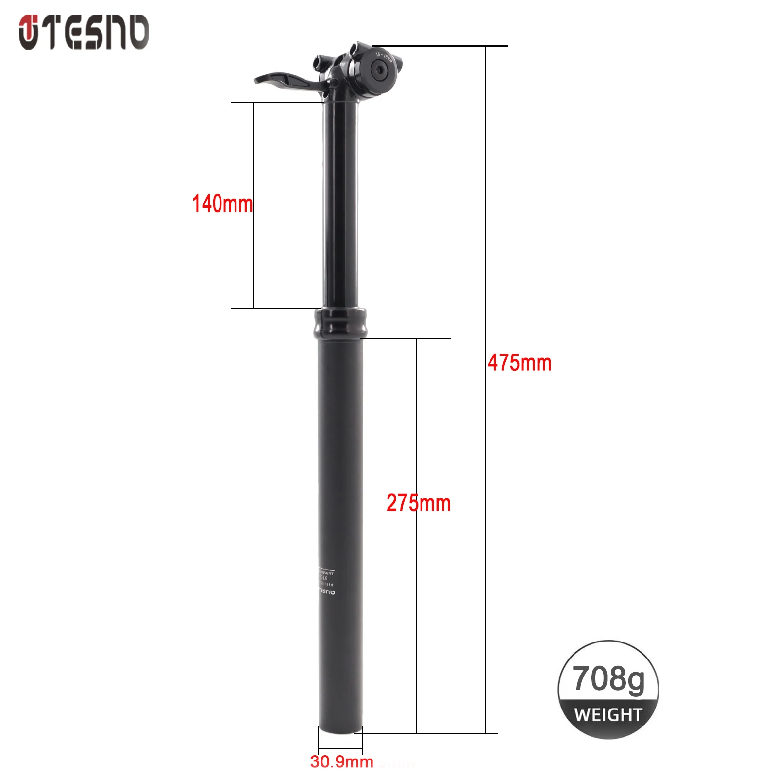 TESNO Fiets Zadelpen Verstelbare Dropper Zadelpen Zadelbuis Handmatig Reizen Hoogte Vering MTB Road Hydraulisch 30.9/31.6mm - afbeelding 1