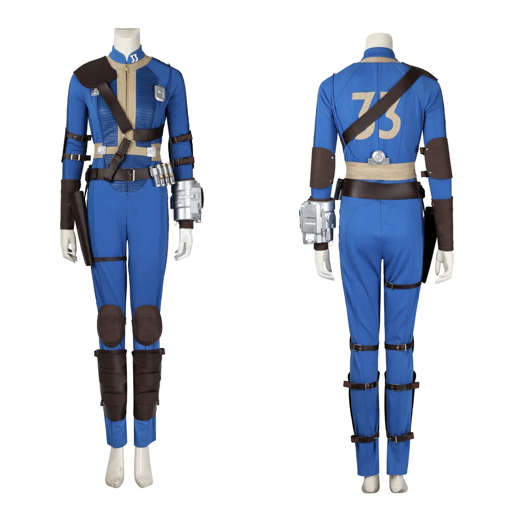 Hot Game Female Vault 33 Cosplay Lucy Cosplay Costume Blue Fall Suit Out Jumpsuit and Accessories Individual Item Custom NO.