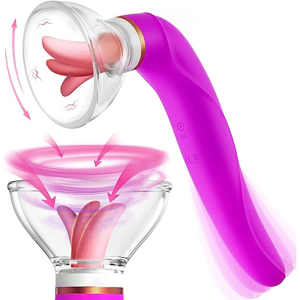 Realistic Pussy Sucking Dildo Vibrator Sex Toys for Woman Masturbator Licking Tongue Clitoris Stimulator Breast Nipple Pump Toys