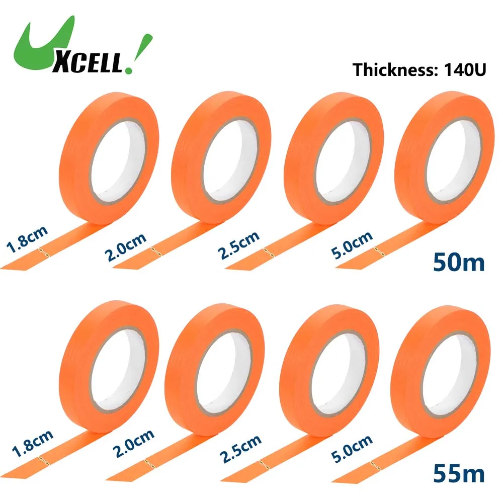 

UXCELL Width 1.8cm 2cm 2.5cm 5cm Universal Painters Tape DIY Car Auto Paint for Masking Tape No Residue Crepe Paper Orange 50M