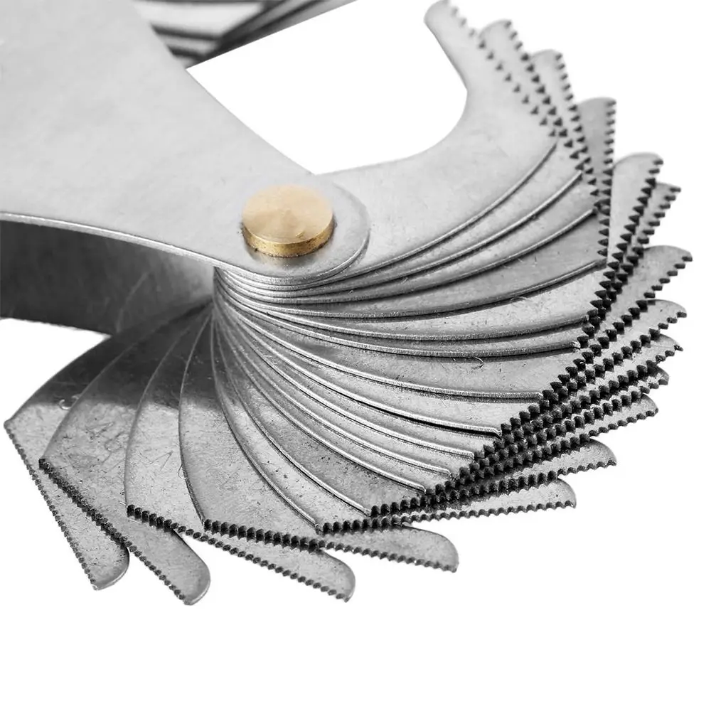 Calibrador de paso de tornillo de acero inoxidable de precisión, cuchillas de rosca de 60 grados, medidor de medición de rosca 4-84, herramienta de medición triangular, 51 piezas