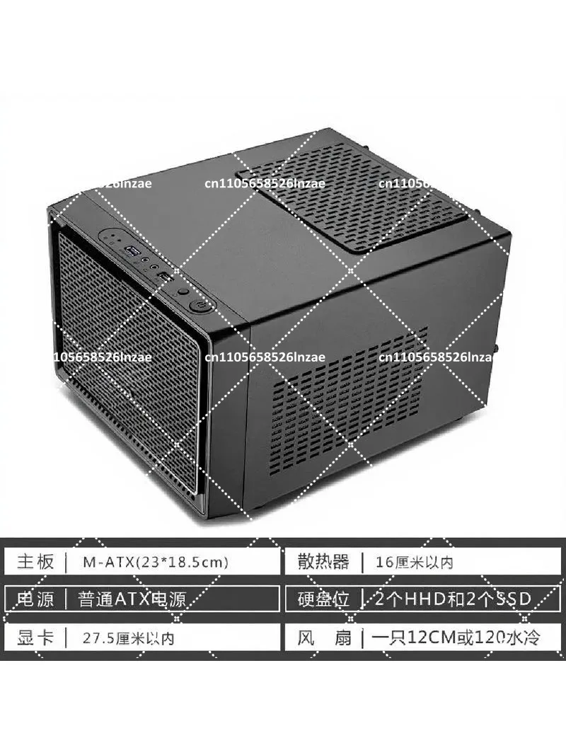 White  ITX Desktop Computer Case for HTPC, Small Form Factor Water-Cooled Support