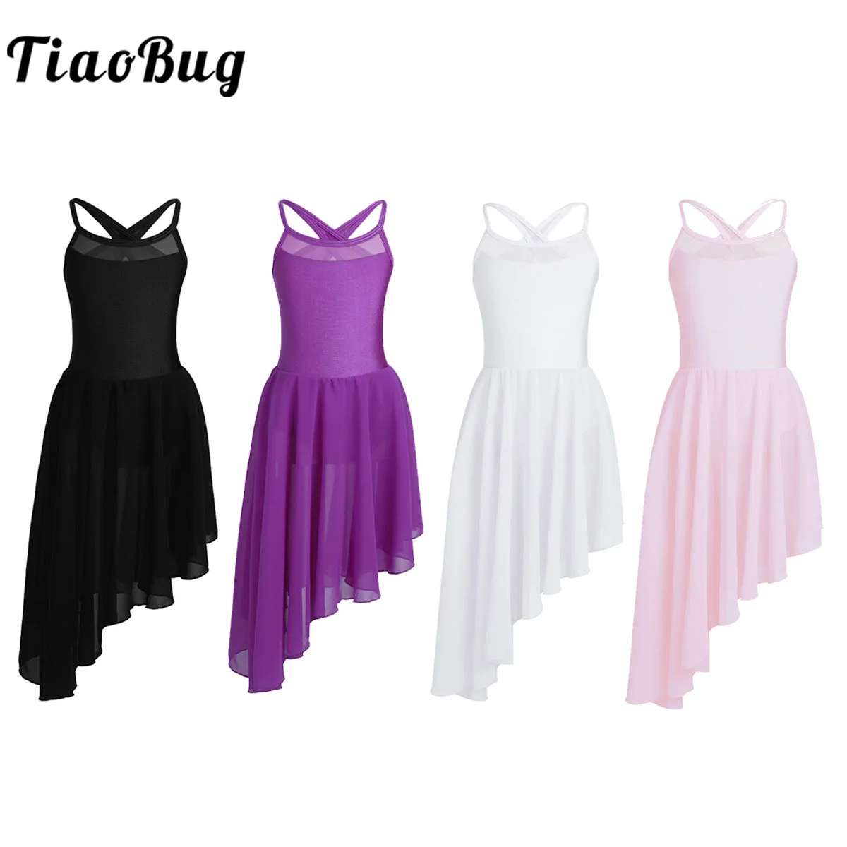 TiaoBug Trẻ Em Thanh Thiếu Niên Lưới Splice Ba Lê Leotard Không Thường Xuyên Hem Múa Ba Lê Tutu Váy Thể Dục Dụng Cụ Leotard Váy Trẻ Em Giai Đoạn Trang Phục Khiêu Vũ