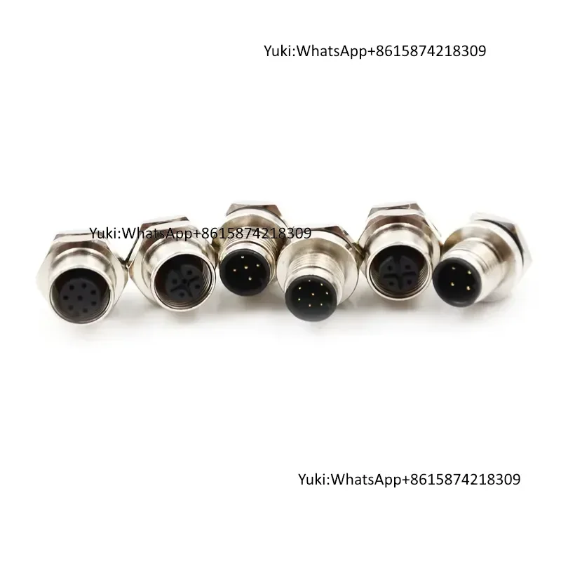 Factory Direct M12 Sensor Connector a Coded 5 8 12 Pin Front Mount Threaded Flange Socket Male Plug IP67 Compatible Turck OEM