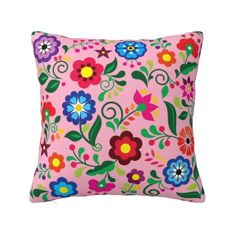 Colourful Floral Mexican Flowers Cushion Cover 55x55 cm Polyester Soft Throw Pillow Case For Sofa Chair Home Decor Pillowslip