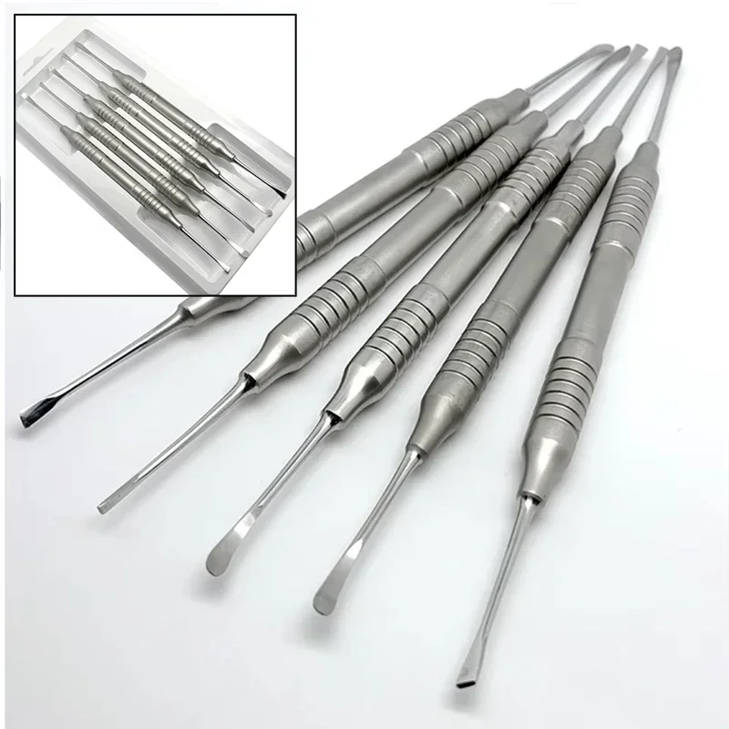 5Pcs Dental Surgical Kit Stainless Steel Periodontal Elevator Double Ended Tools for Professional Dentist Clinic & Implant