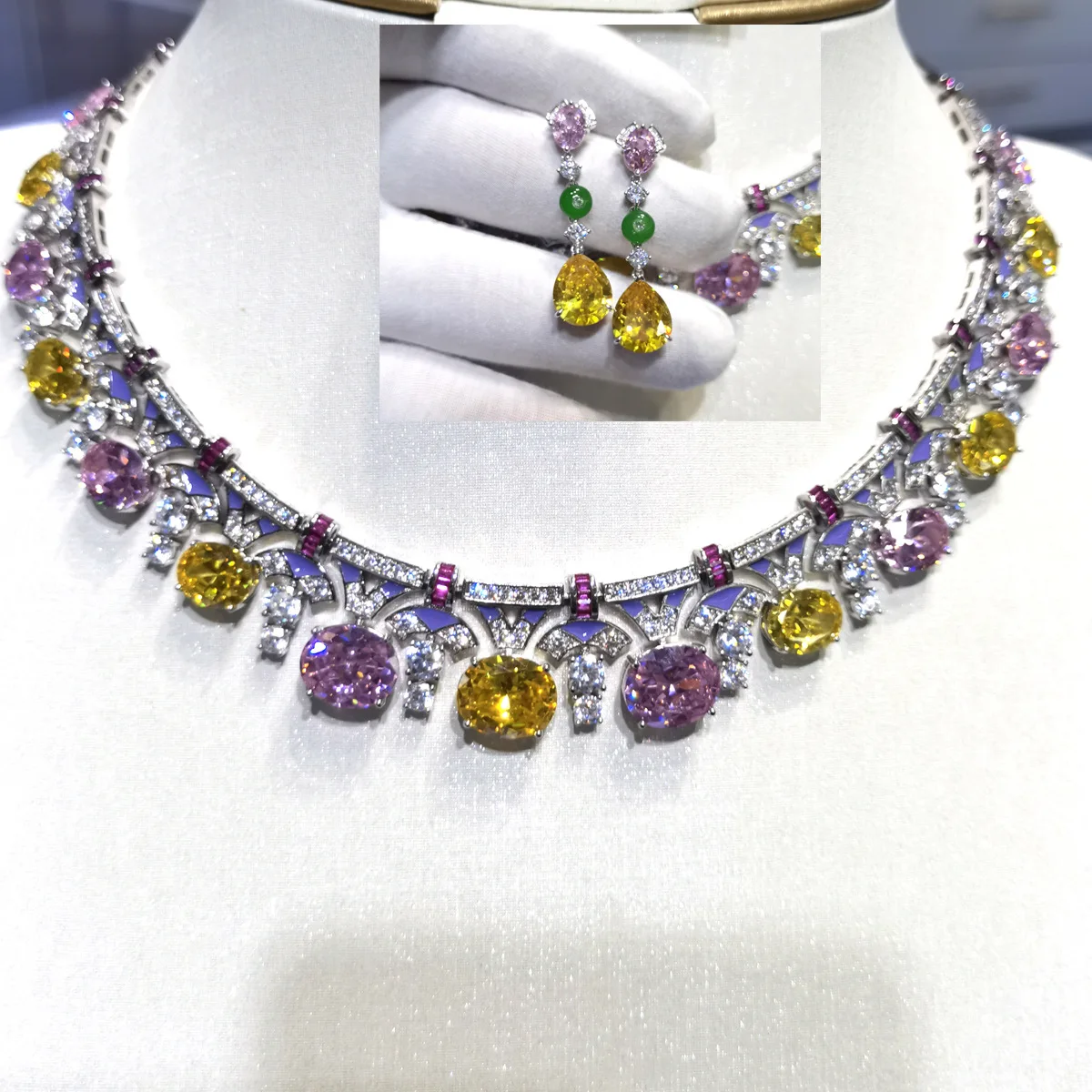 Summer 2026 High-end Women's Zircon pendant jewelry Set, Light Luxury Evening Earrings, Necklace, Wedding Accessories