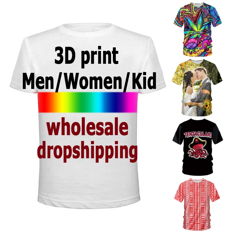 

DIY Custom Graphic T Shirt for Men Clothing Fashion 3D Printed Customized Logo Photo Short Sleeve Men Women Kid Personal T-Shirt