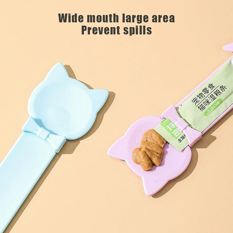 القط قطاع المغذية ملعقة مقبض طويل القطط الغذاء قطاع عصارة الحيوانات الأليفة اللحوم الطين علاج الاستغناء ملعقة للقطط مستلزمات الحيوانات الأليفة #5