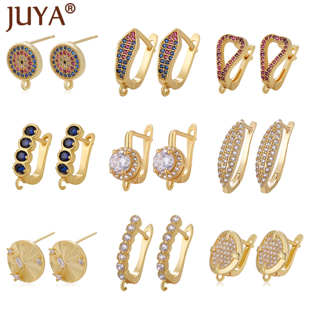 

Multi-Style Shiny Rhinestone Earring Hooks Clasps Fashion Zircon Earrings Findings For Women DIY Jewelry Accessories Supplies