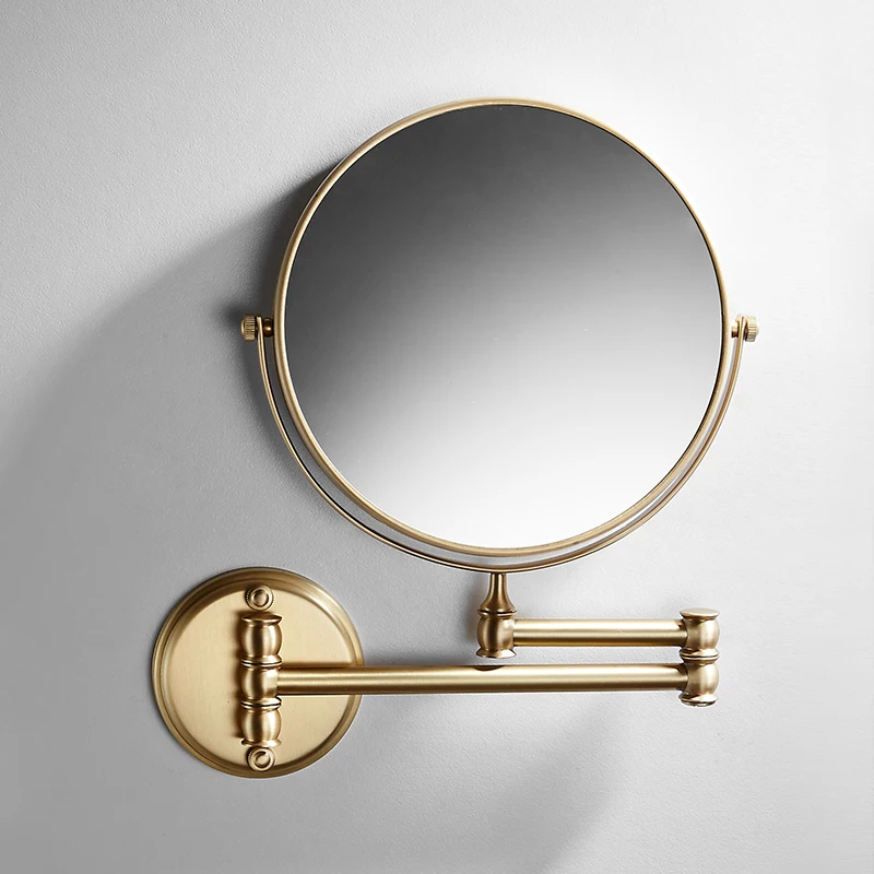 

Round Bathroom Mirror Wall Mounted LED Mirror Makeup 1X3X Magnifying Double Side Rotatable Bathroom Shaving Mirror Brushed gold