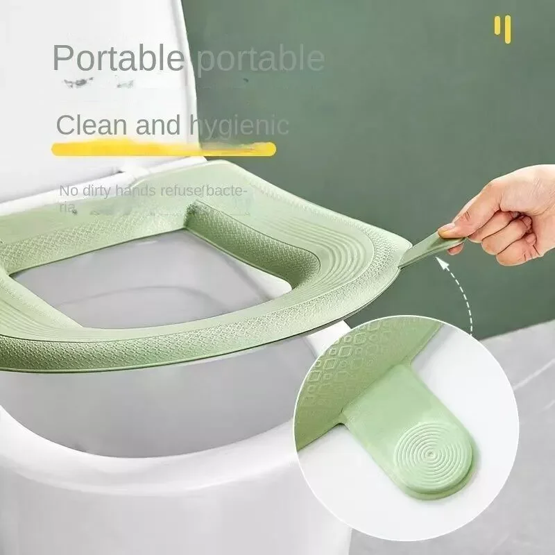 غطاء مقعد المرحاض لينة مقاوم للماء إيفا وسادة المرحاض ملصق شتاء دافئ الحمام إغلاق البراز حامي اكسسوارات الحمام #2