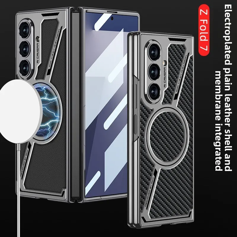 

For Samsung Galaxy Z Fold 7 Case Leather Electroplated Protective Cover