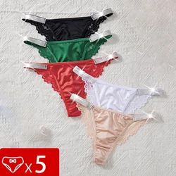 5pcs/pack Embroidery Women Panties Low Rise Floral Underwear Comfortable Breathable Shiny Charming Female Briefs Sexy Lingerie