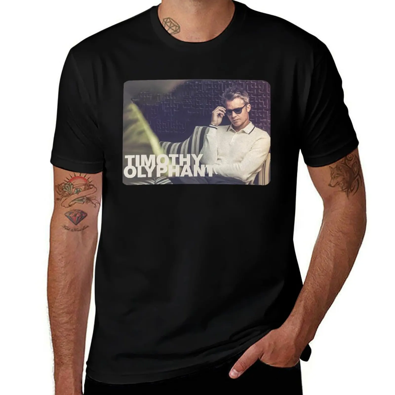 Timothy Olyphant Portrait Session T-Shirt Stylish Print Short Sleeve Tee T-Shirt