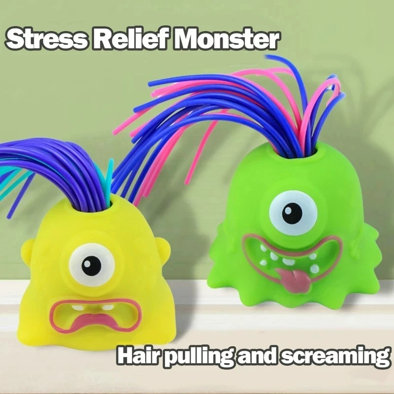 Interesting Hair Pulling Screaming Little Monsters with Lights Stress Relief Toys Creative Interesting Ornaments Children Gifts