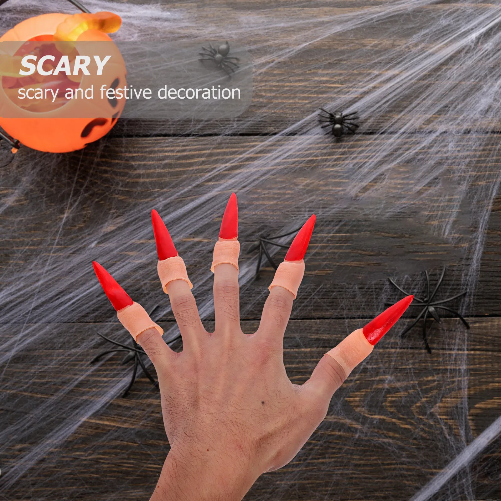 20 piezas dedos de bruja de Halloween, uñas postizas, cubiertas de dedos de zombis para fiesta de disfraces, accesorios de Halloween, accesorios aterradores