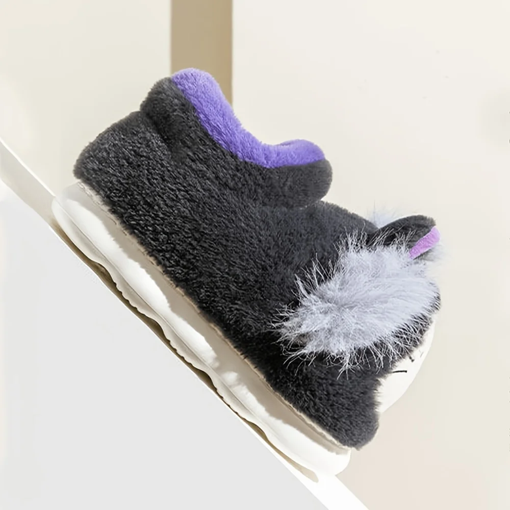 Niedliche und coole Katzen-Baumwollpantoffeln mit dicker Sohle für Damen, warme Winter-Hausschuhe für drinnen, Herren-Outdoor-Baumwollschuhe mit vollständiger Rückenabdeckung. – Detail 5