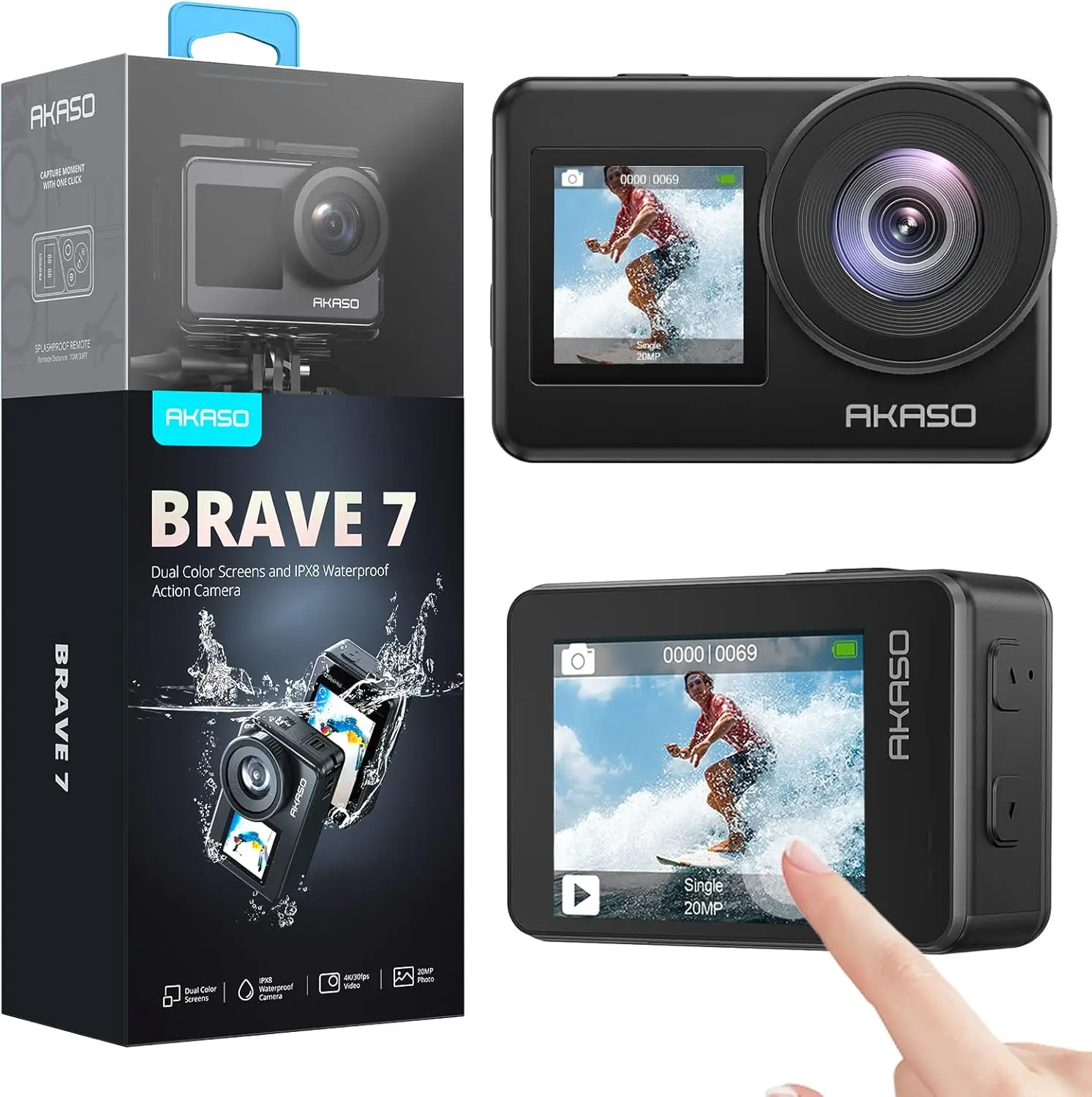 

Touch Screen IPX8 33FT Waterproof Camera EIS 2.0 Zoom Support External Mic Voice Control with 2X 1350mAh Batteries Vlog Camera