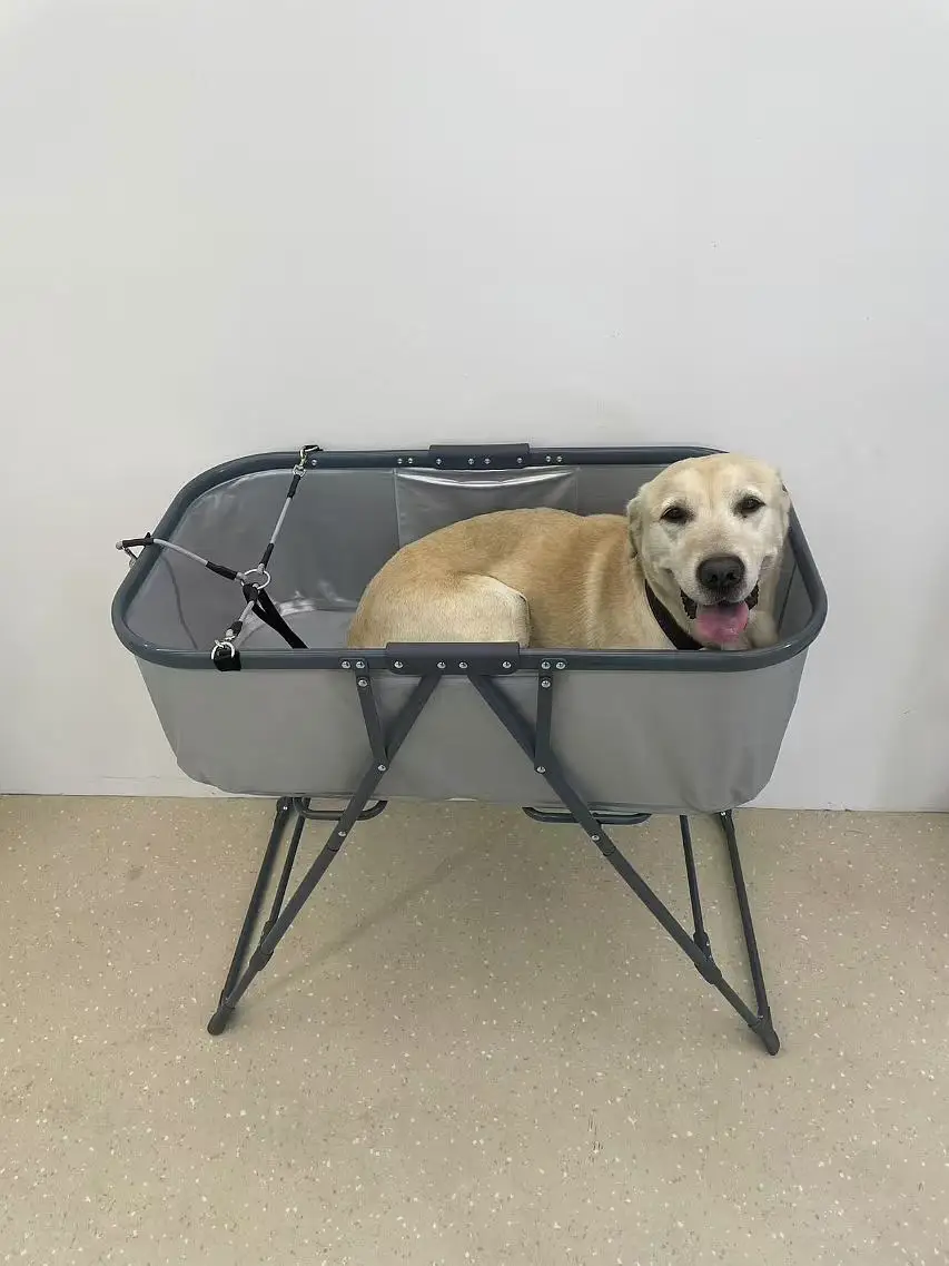 Luxury Portable Foldable Bathtub for Small Medium Sized Dogs Cats Indoor Outdoor Use Made Cotton Leather Iron for Bathroom