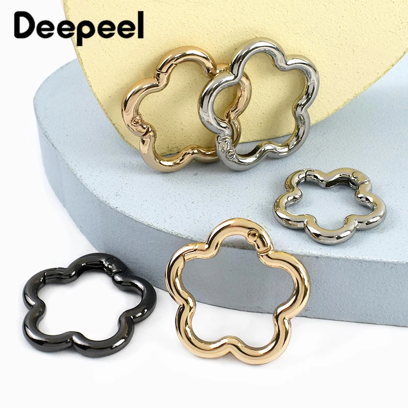 

5/10Pcs 3.5/4mm Flower Spring Coil Metal Buckles Openable Snap Hook Ring Keychain Bag Decor Loops Clasp DIY Hardware Accessories