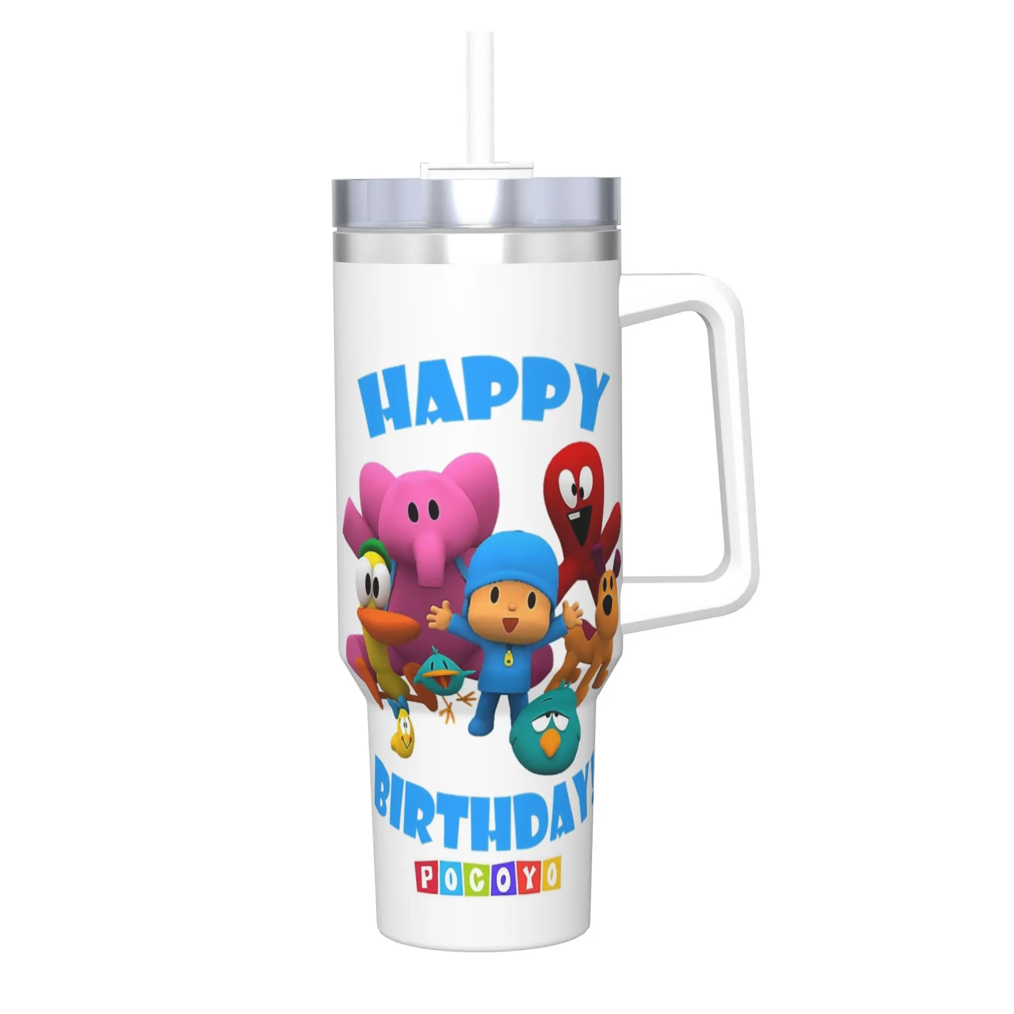 Stainless Steel Tumbler Happy Birthday Boy Girl P-Pocoyo  Coffee Mug  Heat Preservation Hot Drinks Car Mugs Travel Water Bottle