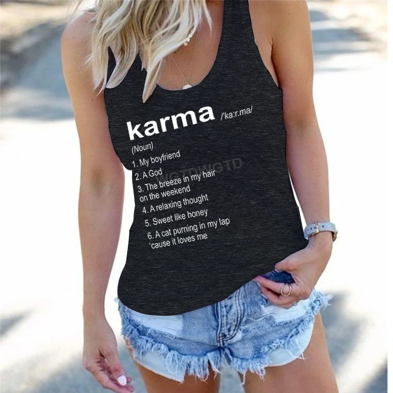 Karma Definition Letter Print Racerback Tank Top Women Me and Karma Vibe Casual Sexy Top Midnights Karma Fashion Woman Tops 2025