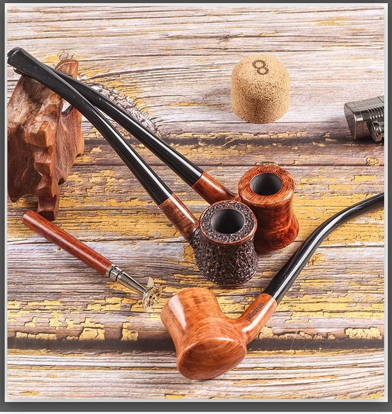 Smoking Pipe BriarWood Pipe Long Stem Briar Pipes Churchwarden 3MM Metal Filters Hot Sale Free Smoking Tools