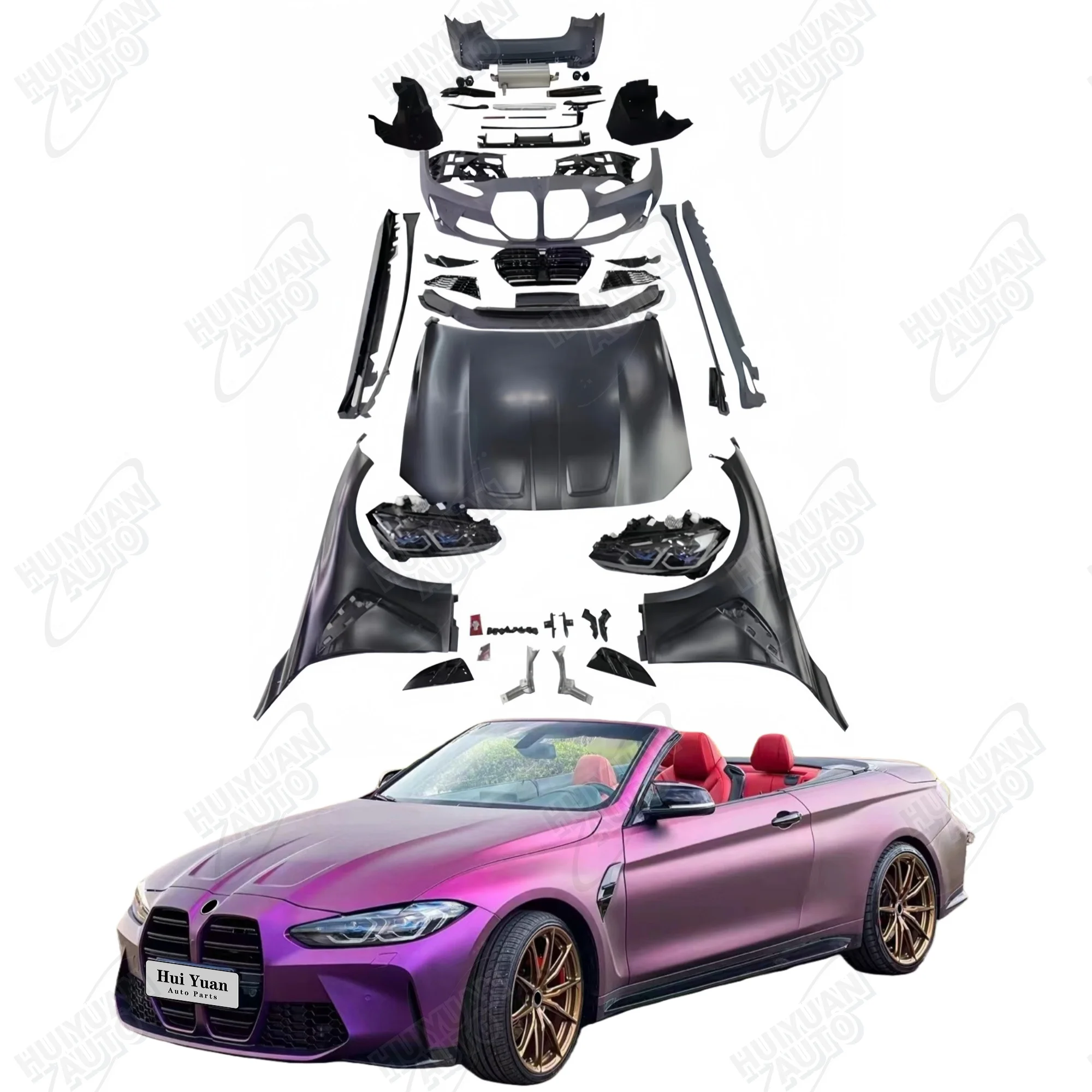 

Wholesale Bodykit for 4 Series F32 F33 F36 to 2023 G22 M4 Front Rear Car Bumper Fenders Engine Hood Headlight Diffuser