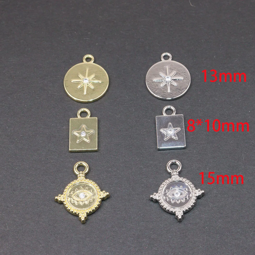 Eruifa 10 قطع نجمة مع حجر الراين عملة سبائك الزنك قلادة، القرط سوار مجوهرات DIY اليدوية 2 الألوان