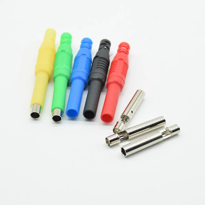 2Pcs Instrument testing  Brass Insulated Shrouded Safety 4mm Banana Female Jack Solder Plug Connector