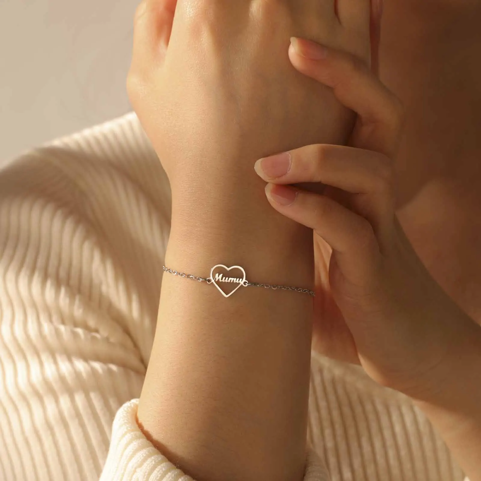 

Custom Heart Shaped Element Bracelet Personalized Name Design Showcasing Unique Taste Creat Romantic Fashion Suit Gift Her Him