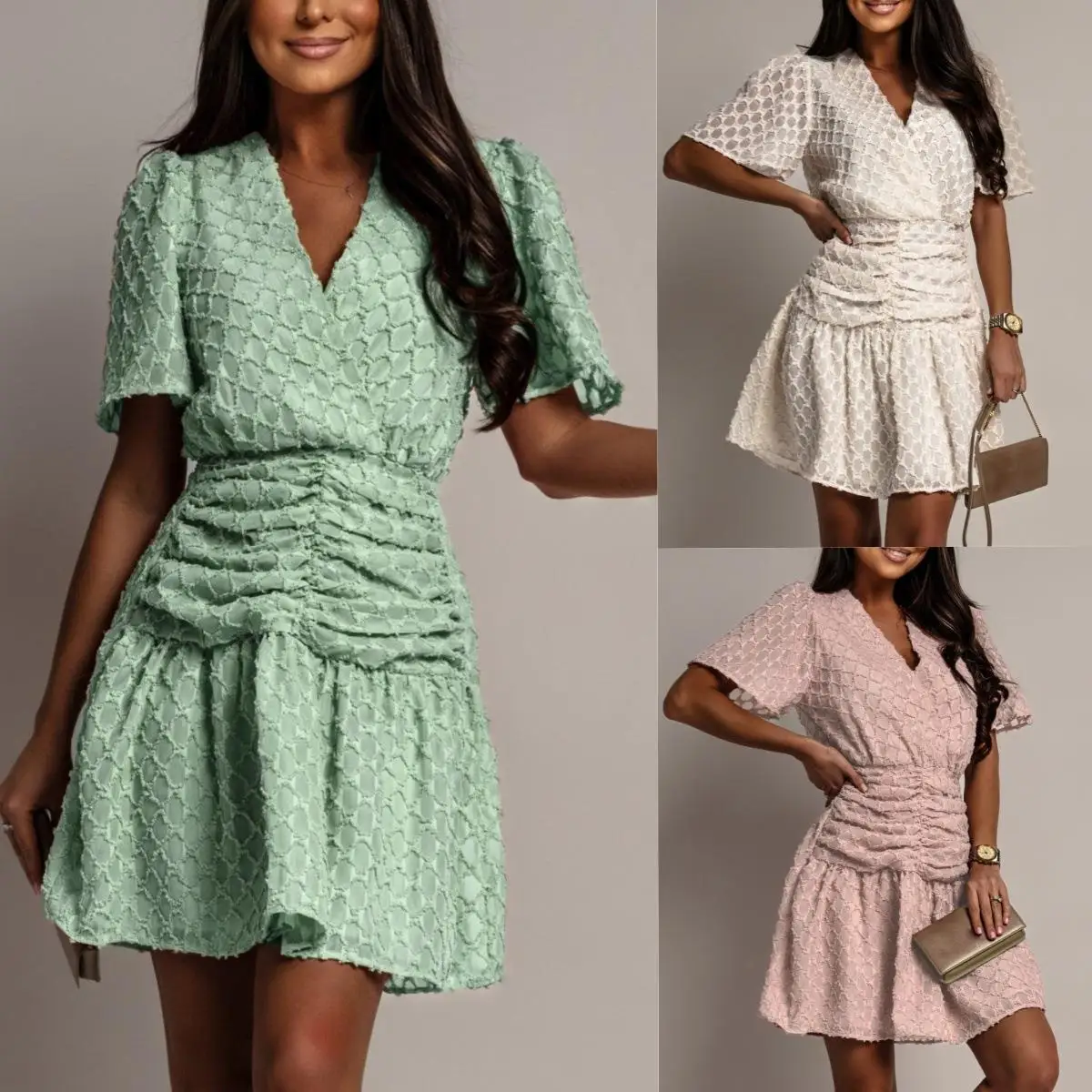 

Плиссированная короткая юбка с V-образным вырезом, подчеркивающая талию, модная плиссированная юбка из полиэстера.