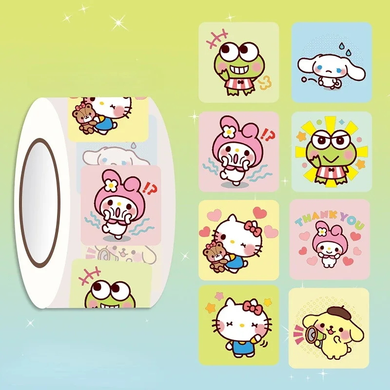 200 Sanrio Kawaii Decorative Stickers Scroll Cartoon Cute Cinnamoroll Kuromi Pochacco My Melody Stickers