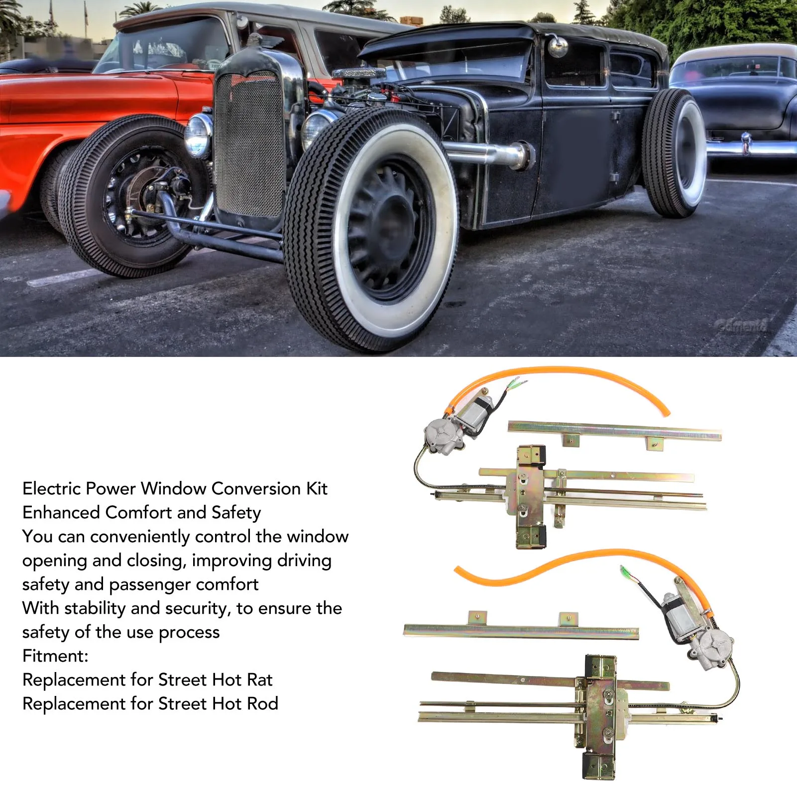 Electric Power Window Conversion Kit With Switch Wire Enhanced Comfort Replacement for Street Hot Rat Rod 2-Door