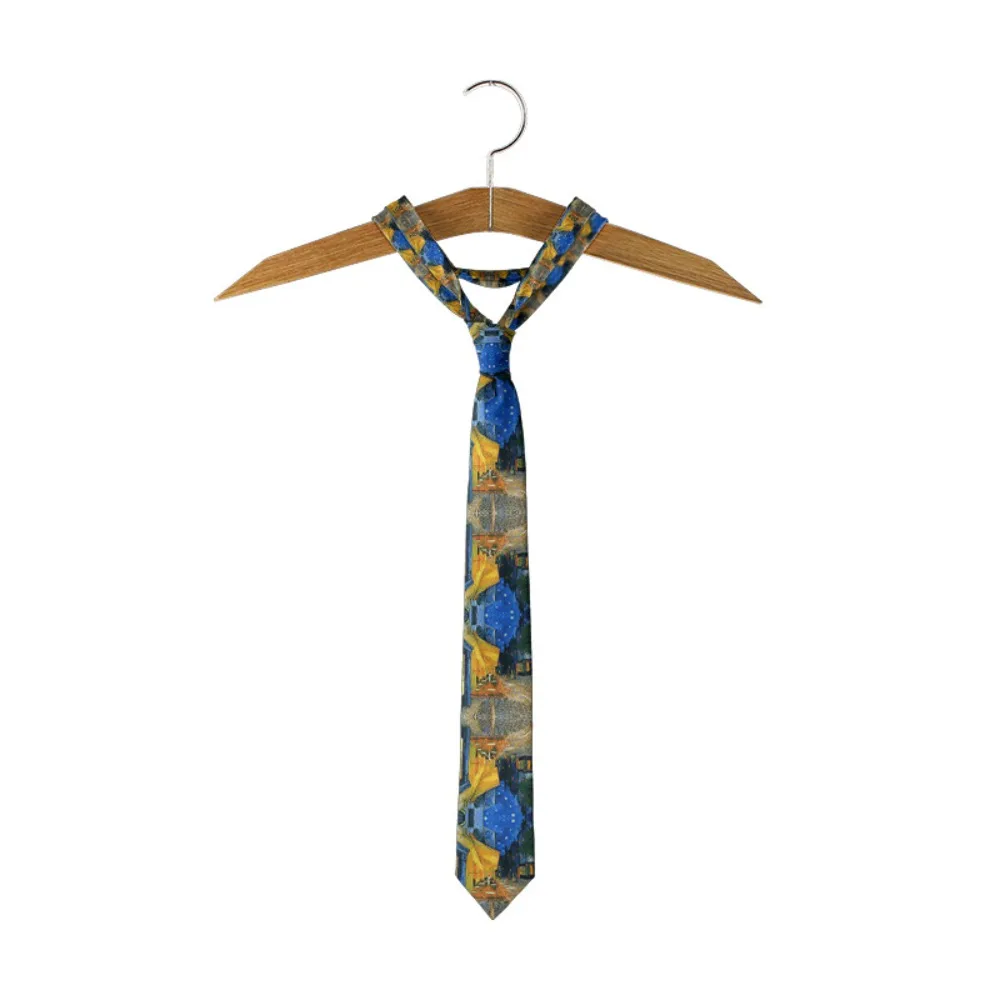 Retro Printing Oil Painting Tie Dacron Unisex Clothes Accessories Daily Wear