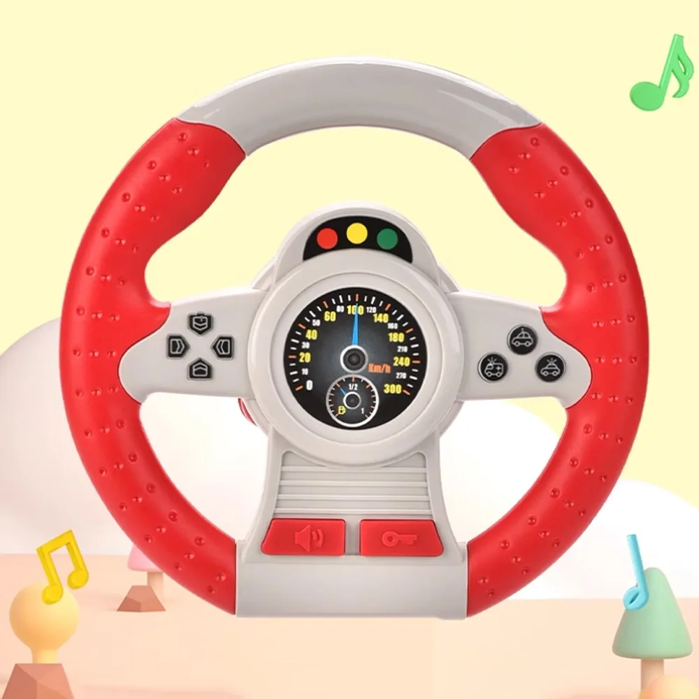 

360 ° Rotation Copilot Steering Wheel Multi Functional Montessori Simulation Steering Wheel Toys Early Education Simulation