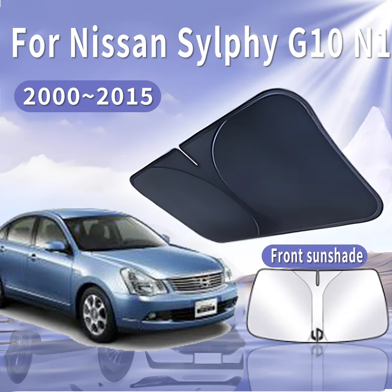 Foldable Car Sun Visor For Nissan Sylphy G10 N16 2000~2015 MK1 Front Windshield Sunshade Heat Insulation Summer Auto Accessories