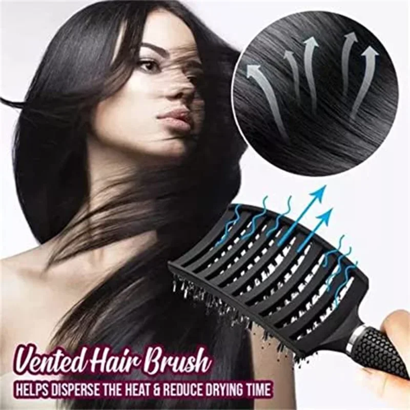 

Vented Quick Drying Massage Blow Detangler Brush,Boar Bristle Hair Brush Set-Curved,Detangling Hair Brush forThick, Thin