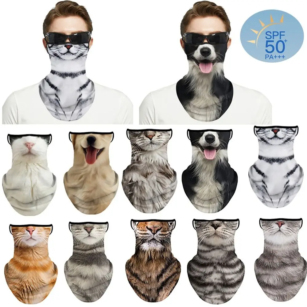 Summer lce Silk Breathable Bandana Cycling Running Scarf Riding Hiking Sports 3D Animal Face Mask Cover Scarf Neck Protection